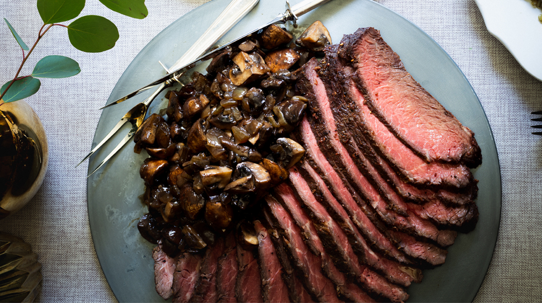 “Low and Slow” Oven- Roasted French Roast with Mushrooms 