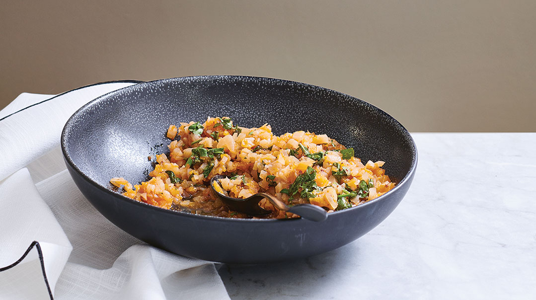 Smoky Riced Cauliflower and Butternut Squash with Cider Vinaigrette 