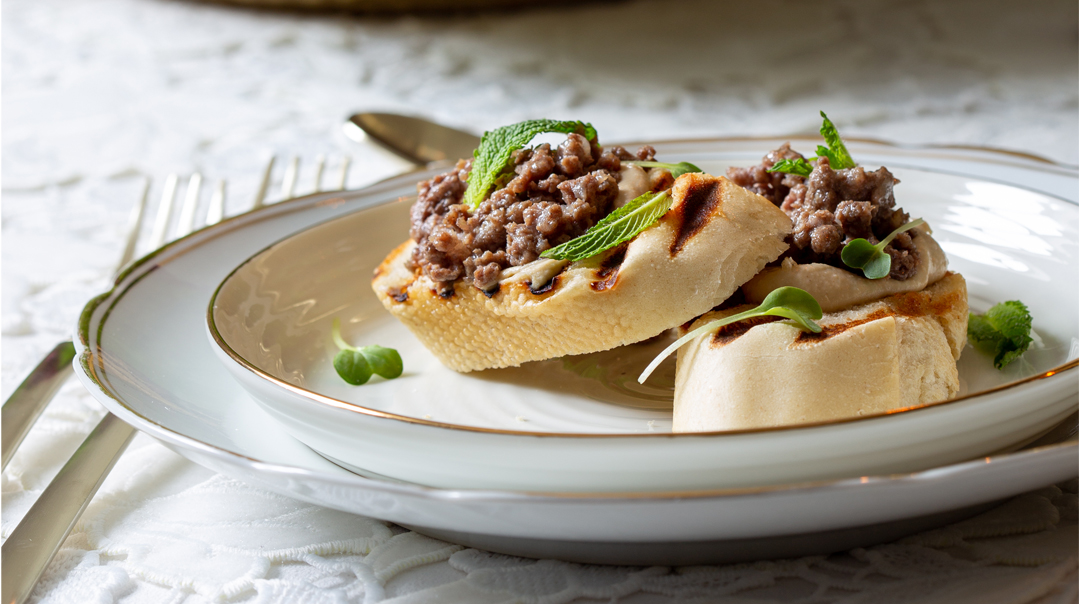 Lamb Chummus Toast 