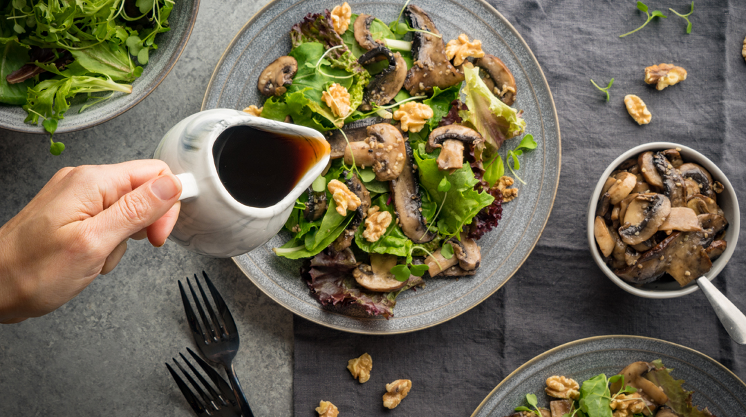 Three-Mushroom Salad with Walnuts 