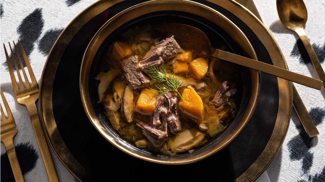 Savory Mushroom-Meat Soup 