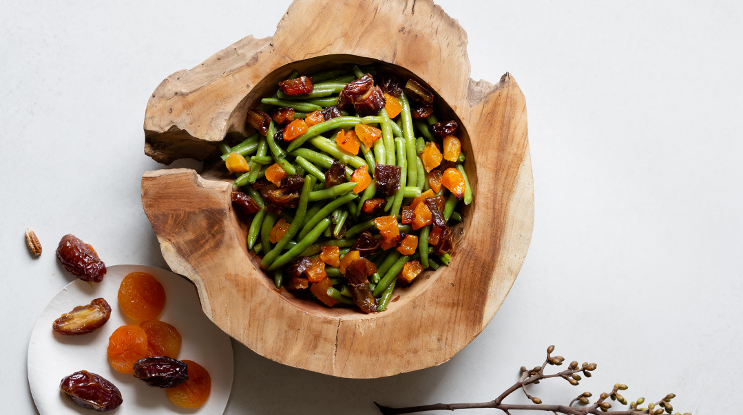 Roasted String Beans with Apricots and Dates 