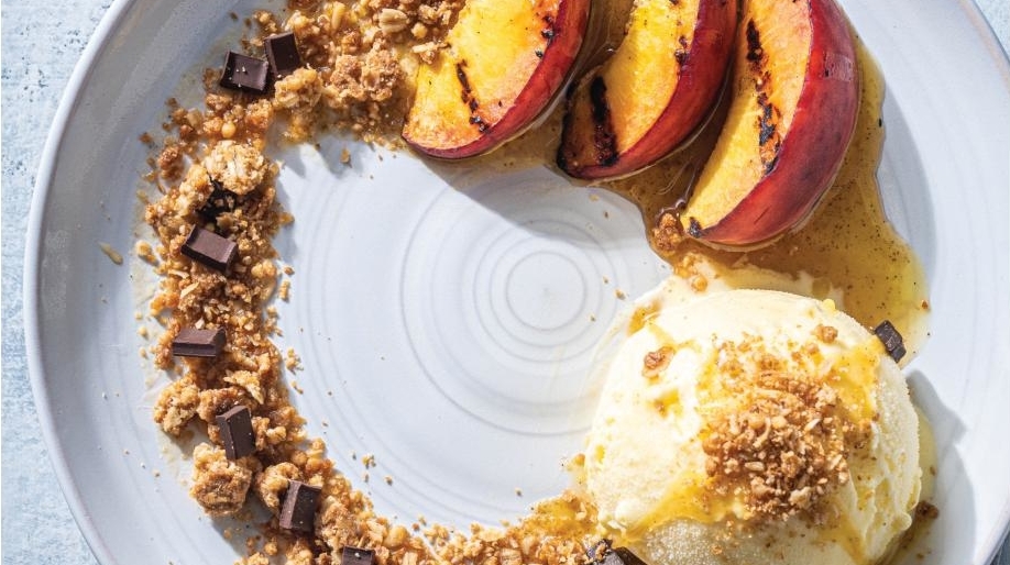 Grilled Peaches with Maple-Cardamom Glaze