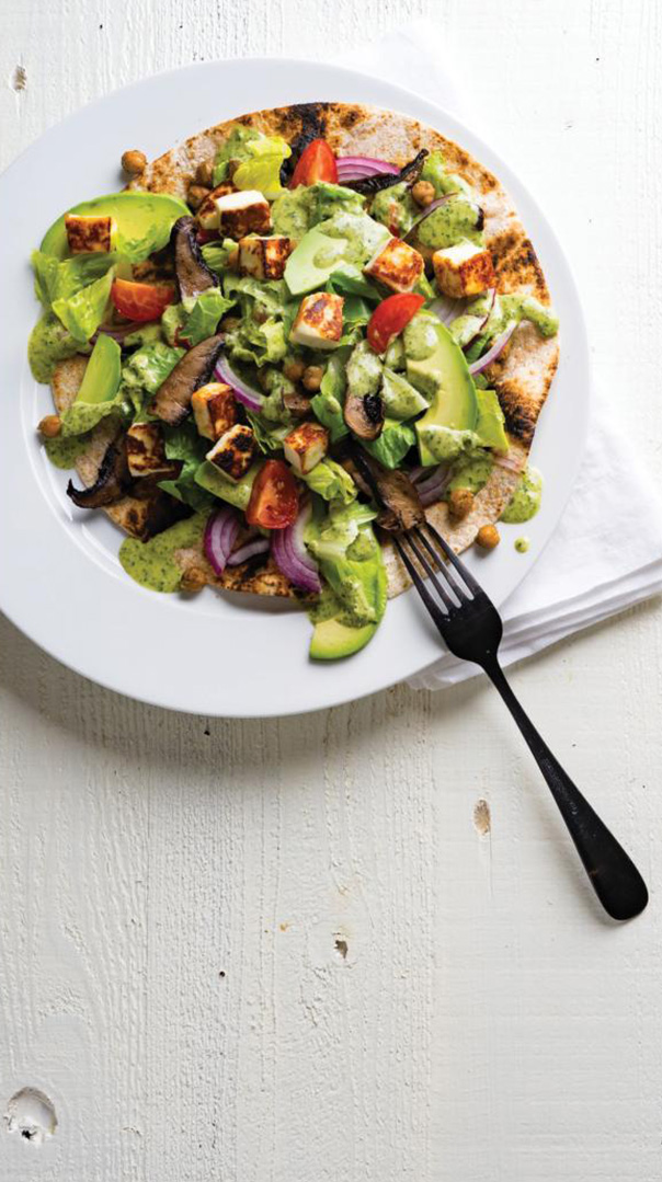 Mediterranean Salad Wraps with Roasted Chickpeas