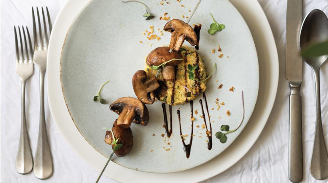 Balsamic Roasted Mushrooms with Crispy Potato Croquettes