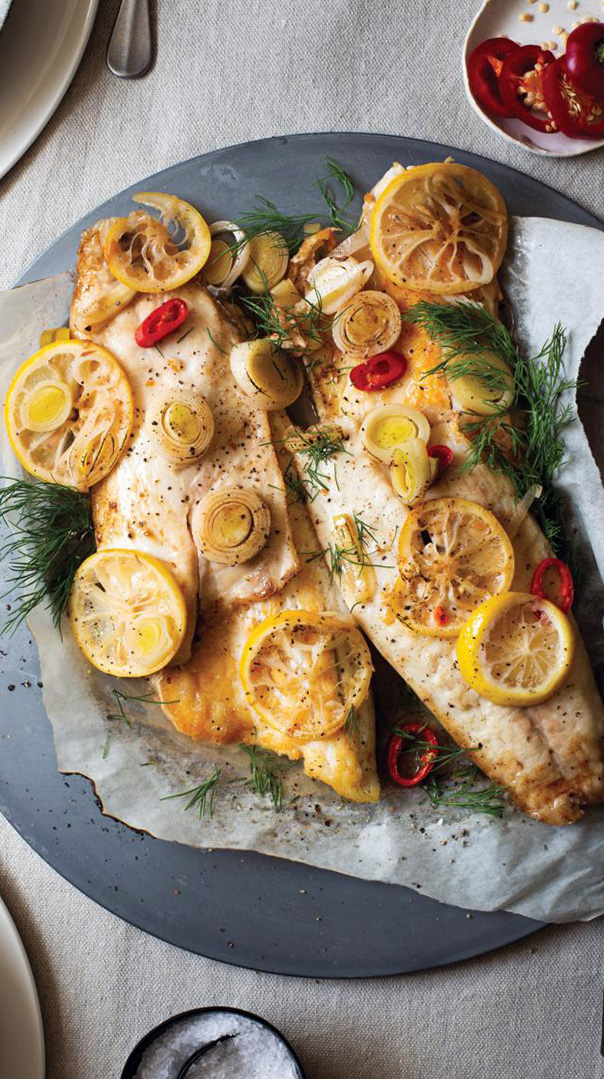 wine-braised branzino