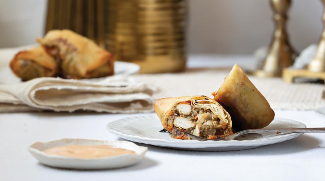 Pesto Chicken Spring Rolls with Sweet Chili Mayo
