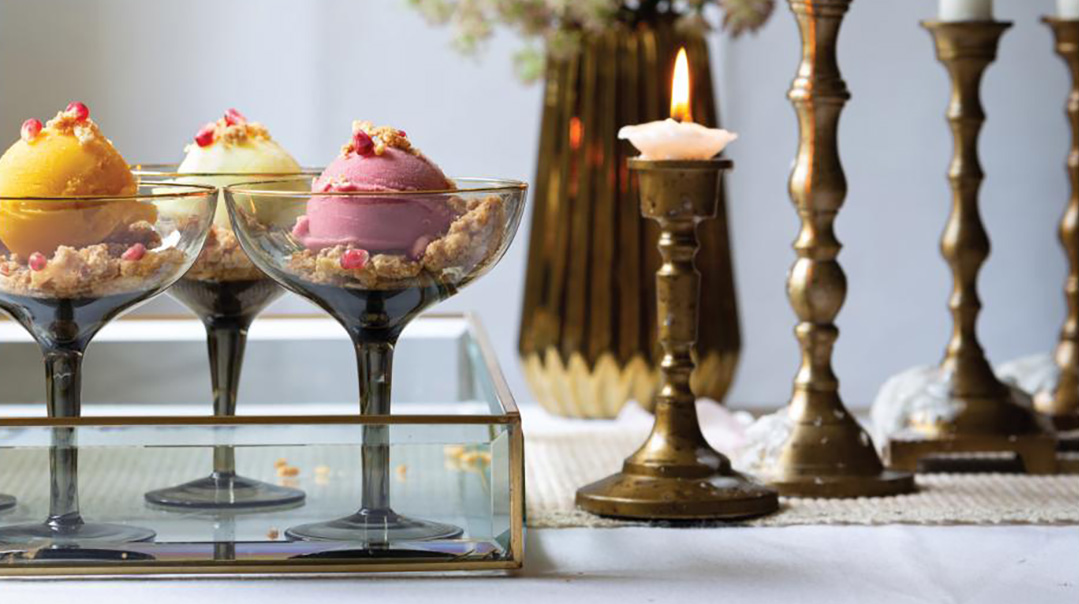Sorbet with Rice Krispy Crunch