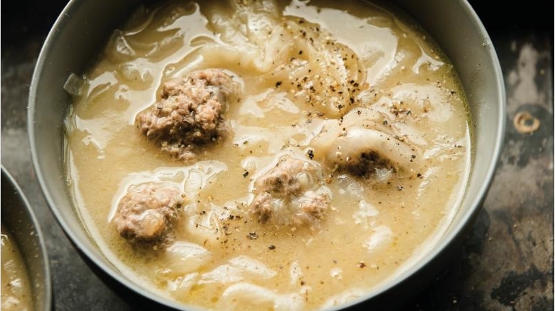 French Onion and Meatball Soup