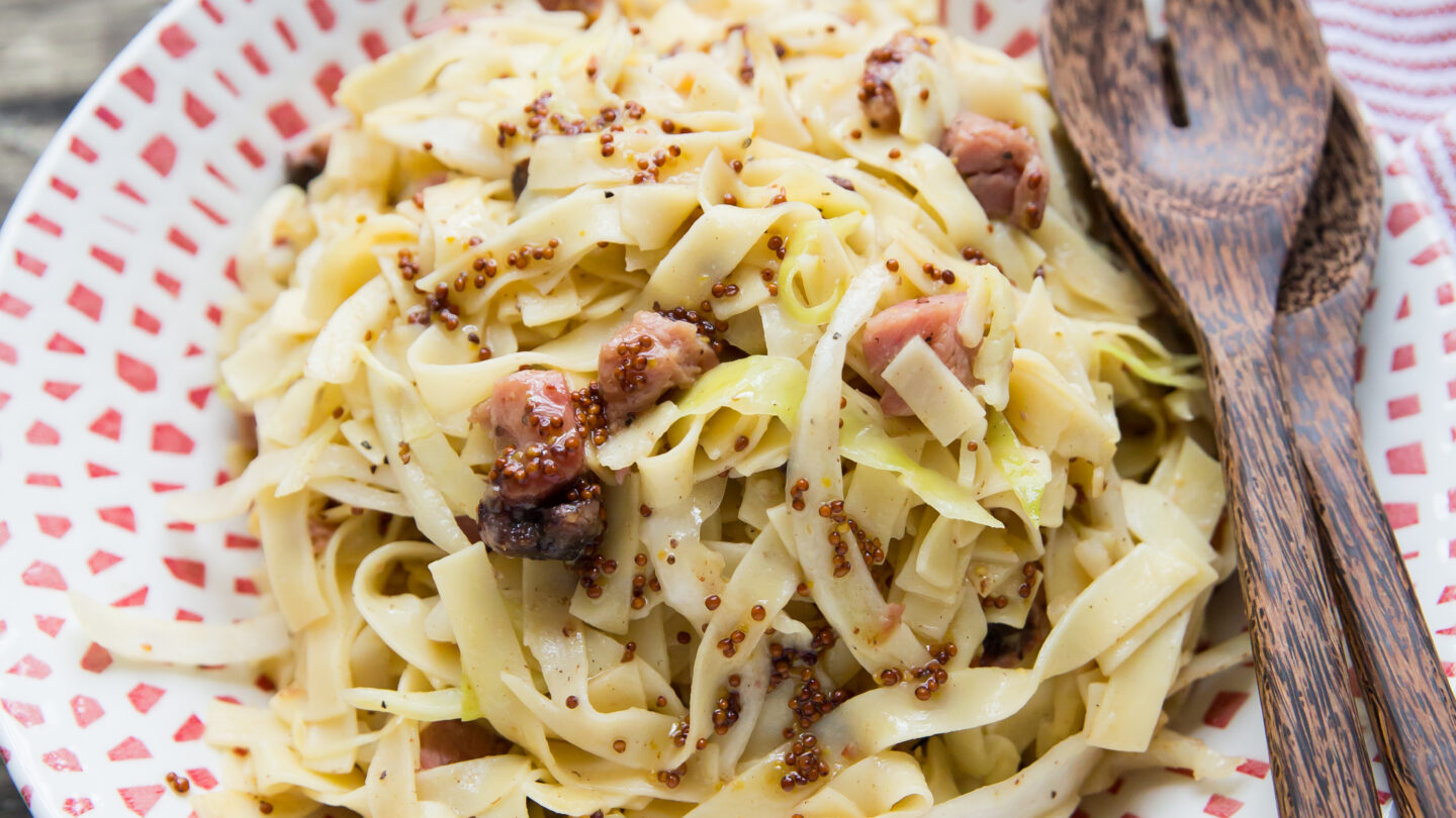 Pastrami Lukshen and Cabbage