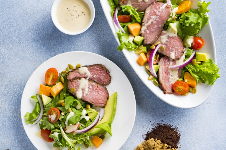 Savory Oyster Steak Salad with Mocha Spice Blend