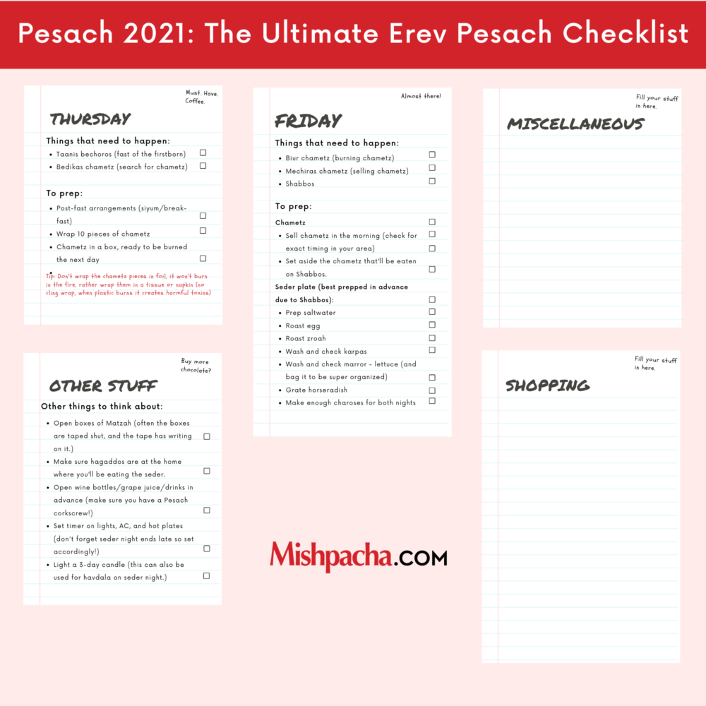 Pesach 2021: The Ultimate Erev Pesach Checklist