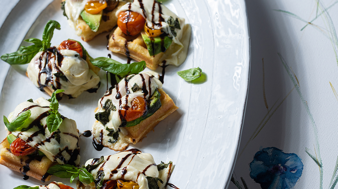 Mini Caprese Waffle Bites