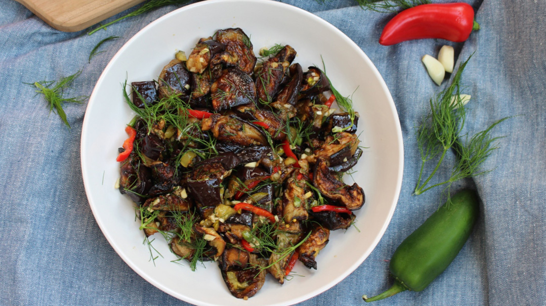 Moroccan Eggplant Salad in Vinegar Dressing