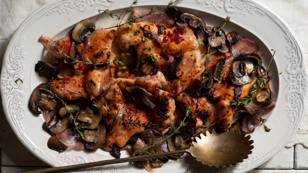 Mushroom-Onion Wine Chicken