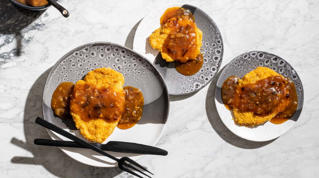 Breaded Chicken Cutlets with Sweet-and-Sour Sauce