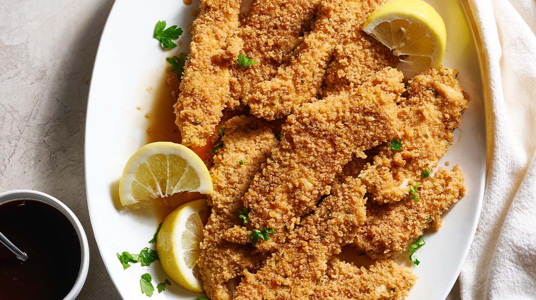 Baked Schnitzel with Honey-Lemon Sauce