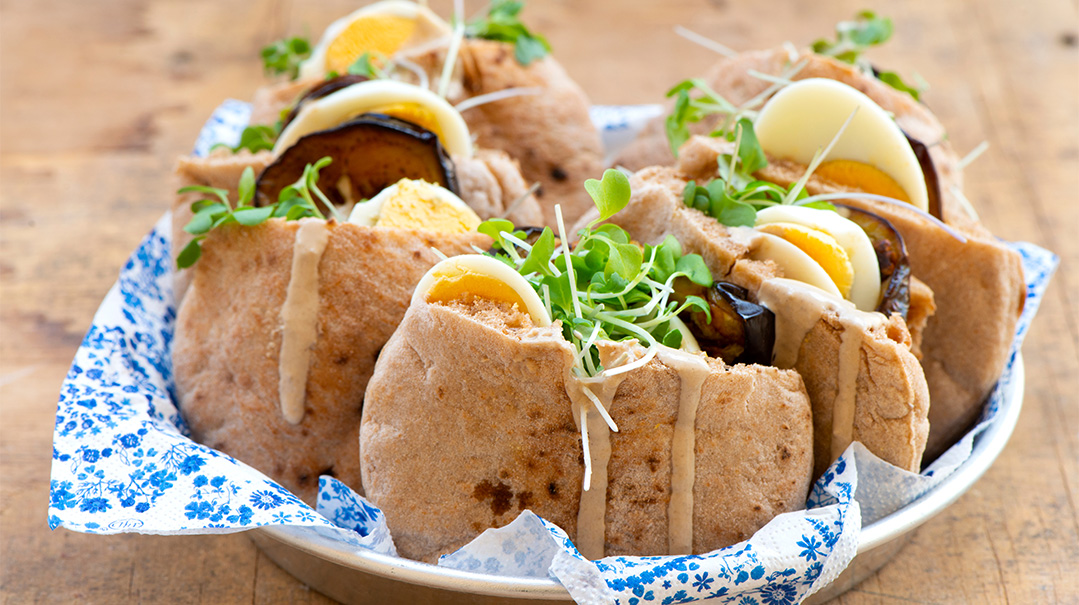 Panini Maker Sabich-Inspired Pitas