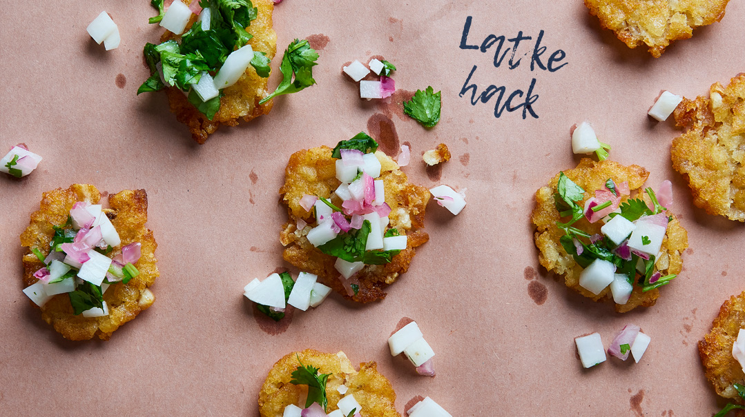 Mini Latke Hack with Crunchy Topping