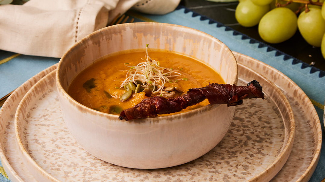 Maple and Bourbon Sweet Potato Soup