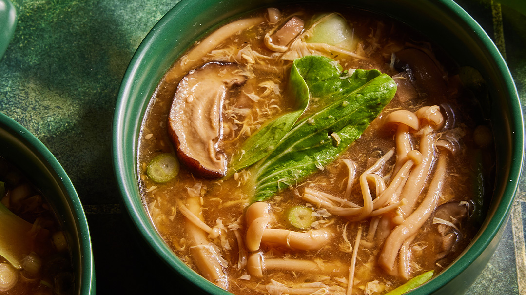 Exotic Mushroom Egg-Drop Soup