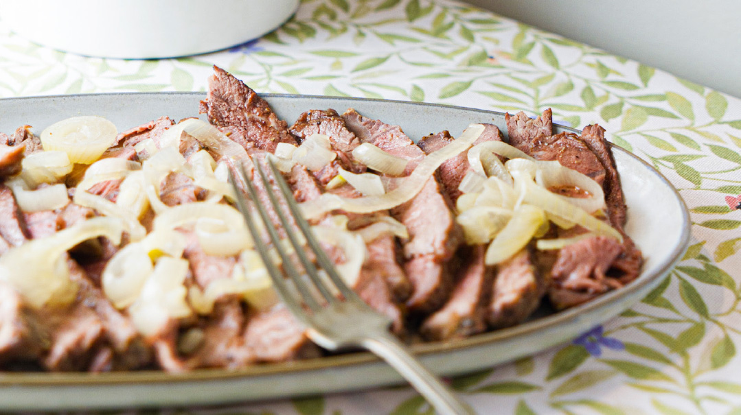 London Broil with Shallot Wine Sauce
