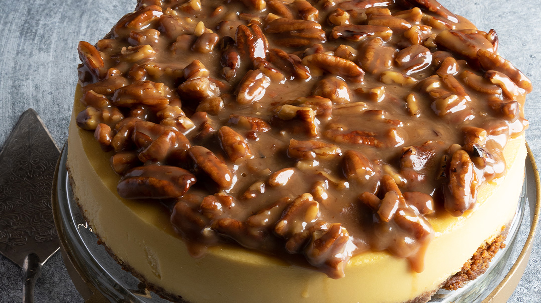 Caramel Bourbon Cheesecake With Lotus Crust