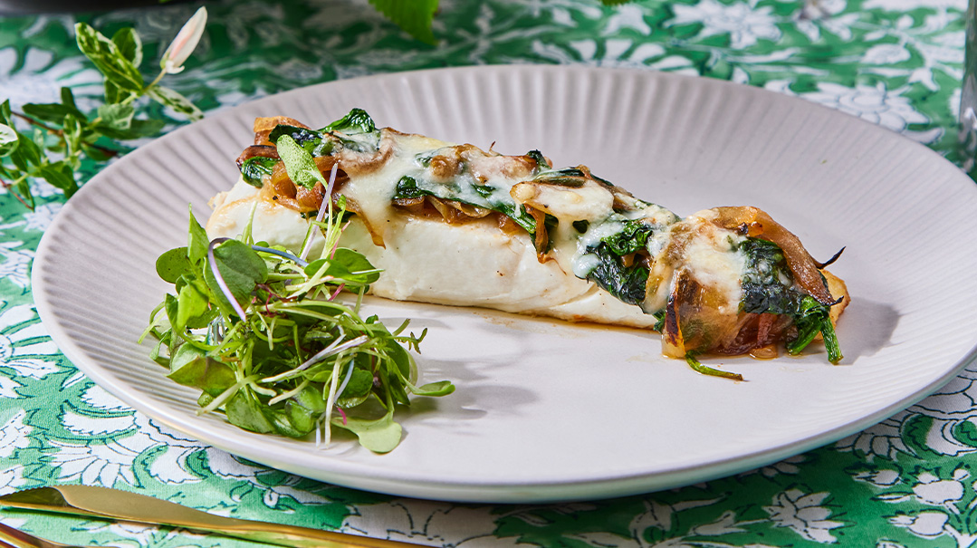 Onion and Spinach Halibut