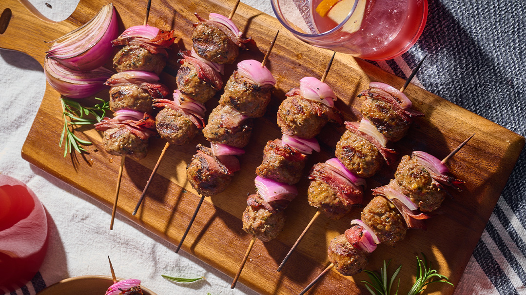 Pastrami Meatball Skewers