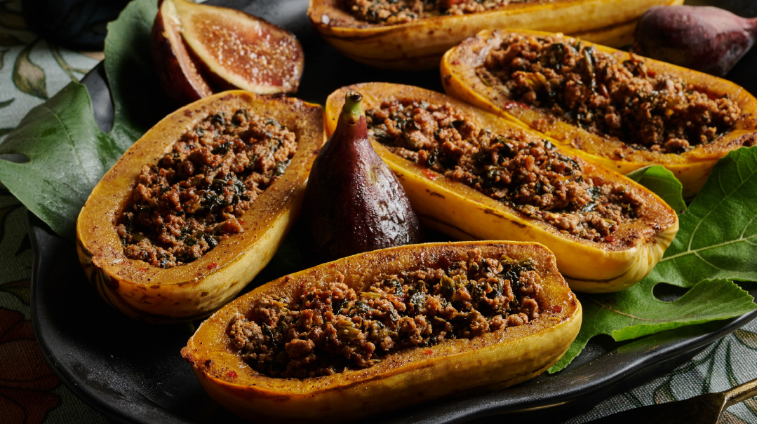 Spicy Meat-Filled Delicata Squash