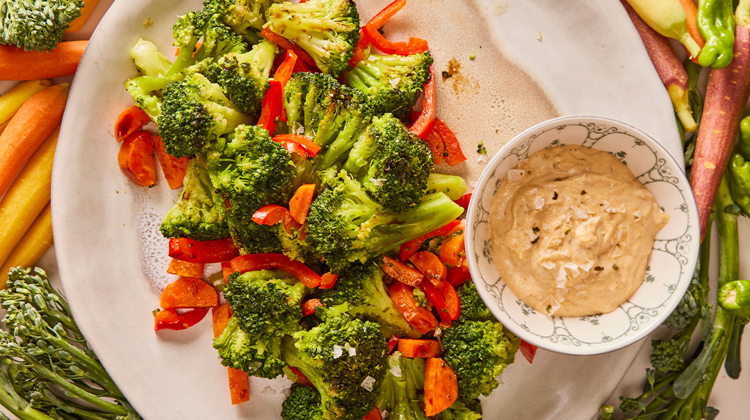 Broccoli Bake with Smoky Dipping Sauce