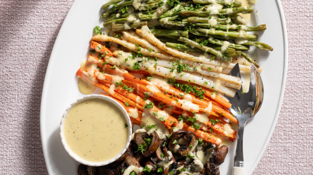 Roasted Vegetables with Shallot Dressing