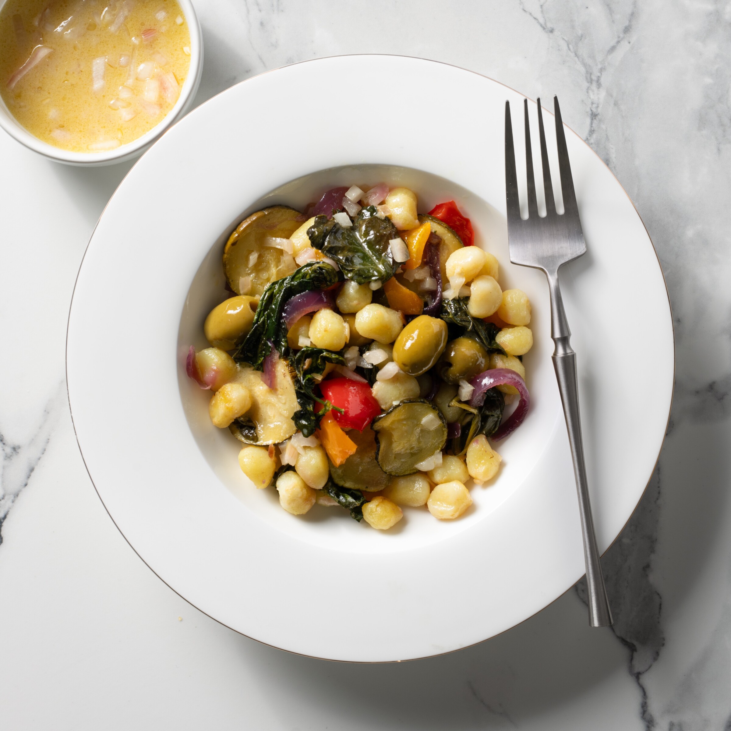 Shallot-Dressed Gnocchi and Vegetables